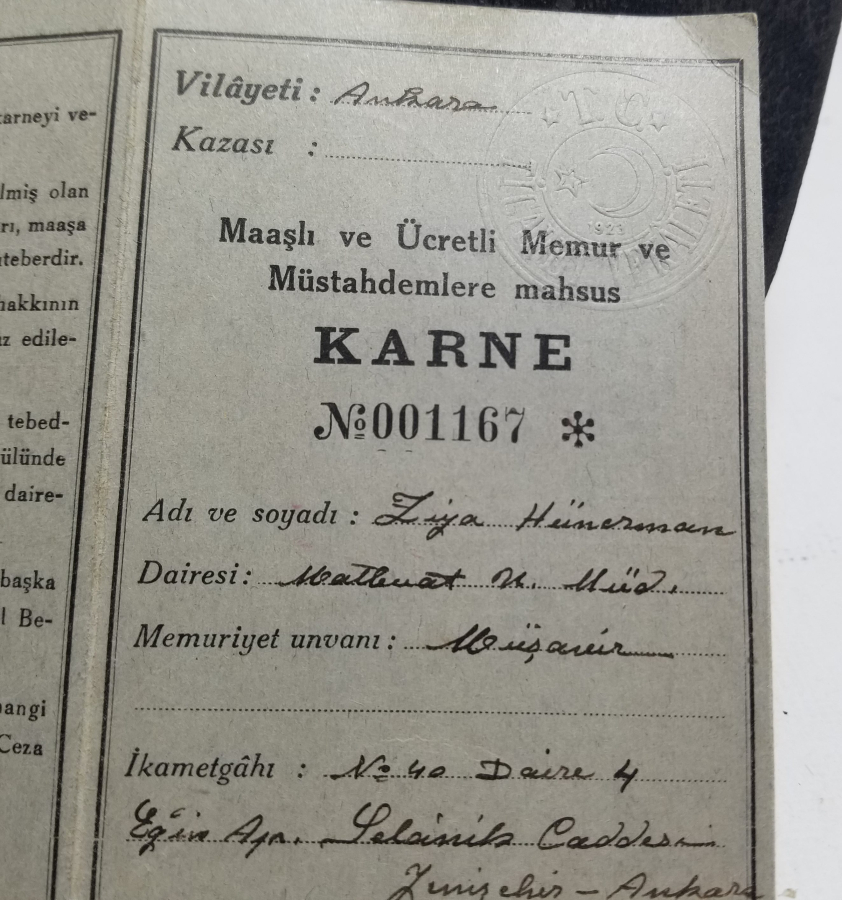 2. DÜNYA SAVAŞI DÖNEMİ NADİR EKMEK KARNESİ