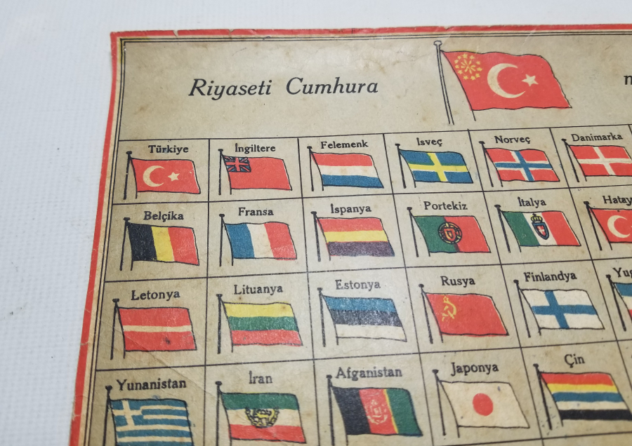 CUMHURİYET BAŞLARI ÜLKE BAYRAKLARINI GÖSTERİR PANO