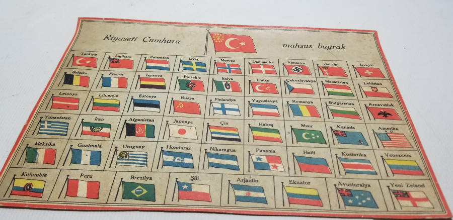 CUMHURİYET BAŞLARI ÜLKE BAYRAKLARINI GÖSTERİR PANO