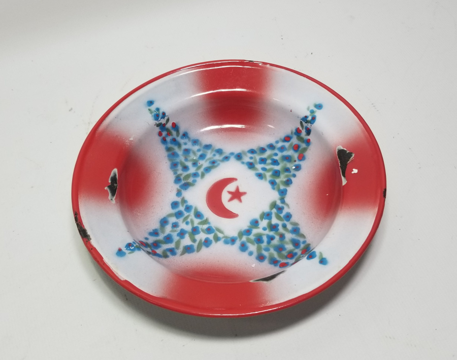 ÜZERİ AY YILDIZ FİGÜRLÜ OSMANLI DÖNEMİ EMAYE TABAK