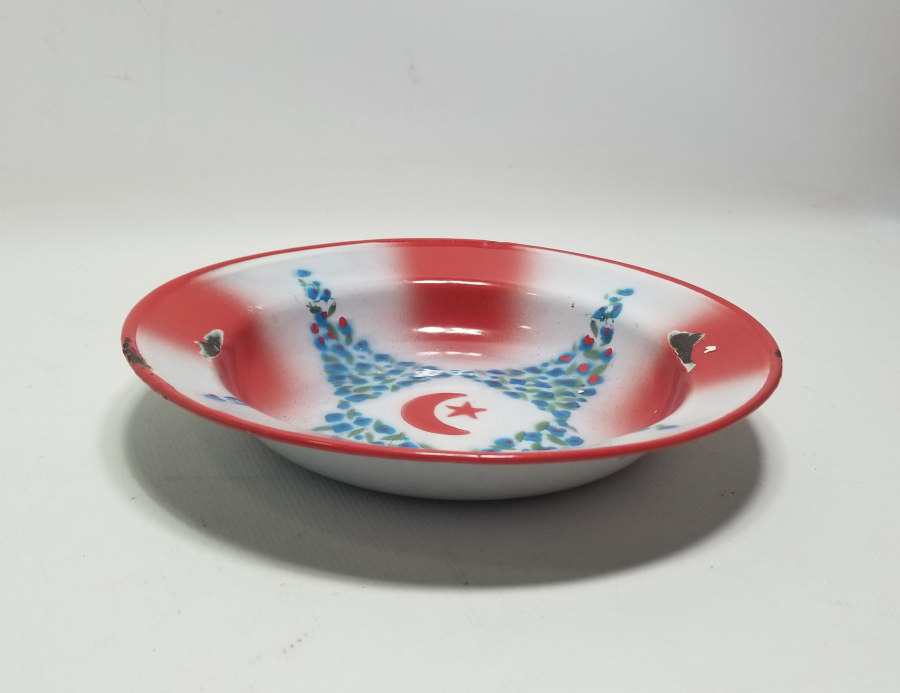 ÜZERİ AY YILDIZ FİGÜRLÜ OSMANLI DÖNEMİ EMAYE TABAK
