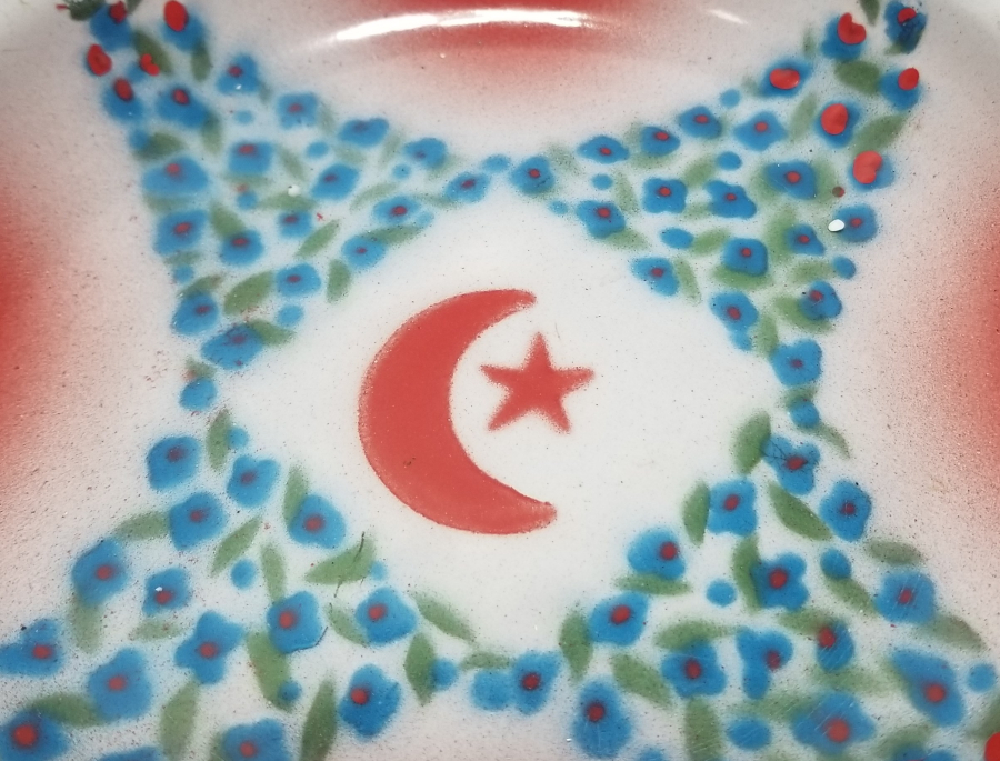 ÜZERİ AY YILDIZ FİGÜRLÜ OSMANLI DÖNEMİ EMAYE TABAK
