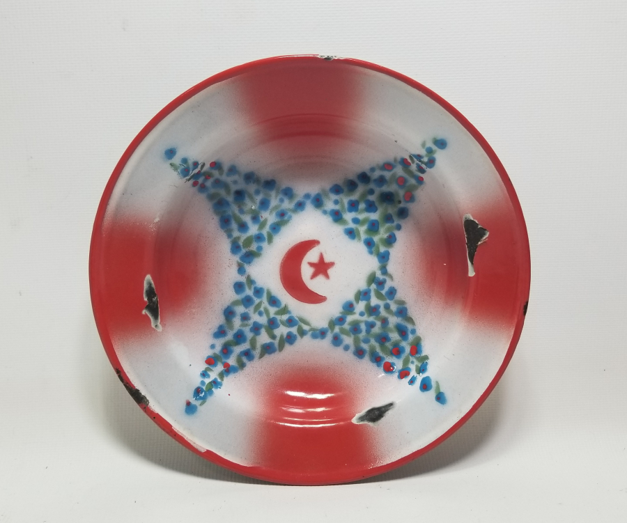 ÜZERİ AY YILDIZ FİGÜRLÜ OSMANLI DÖNEMİ EMAYE TABAK
