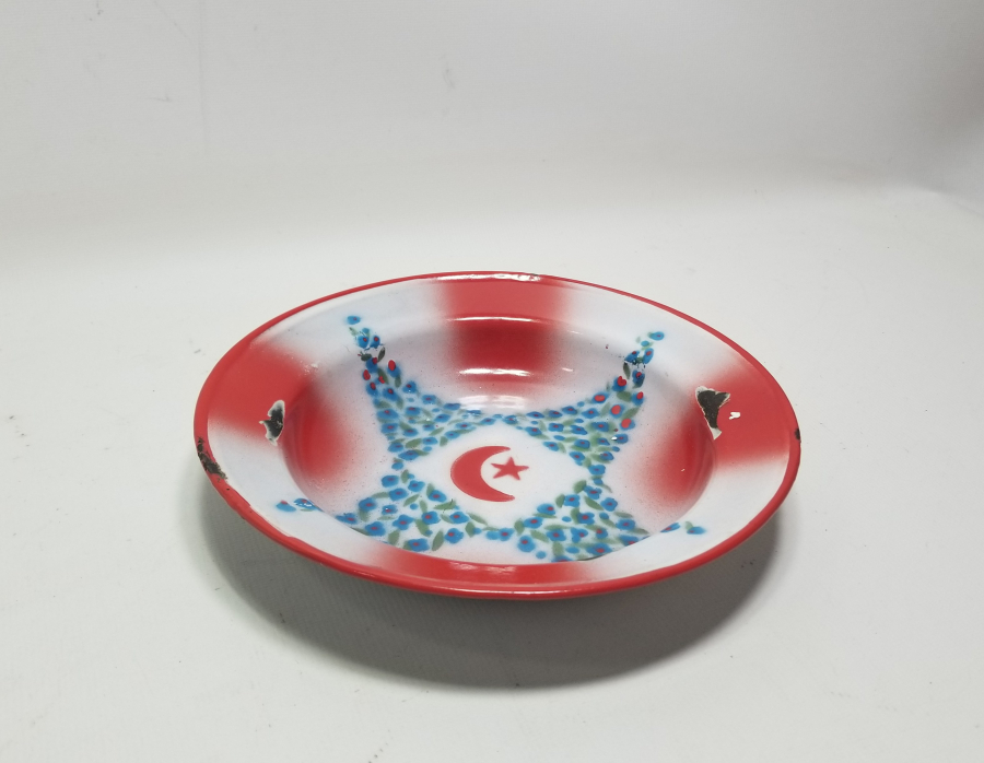 ÜZERİ AY YILDIZ FİGÜRLÜ OSMANLI DÖNEMİ EMAYE TABAK