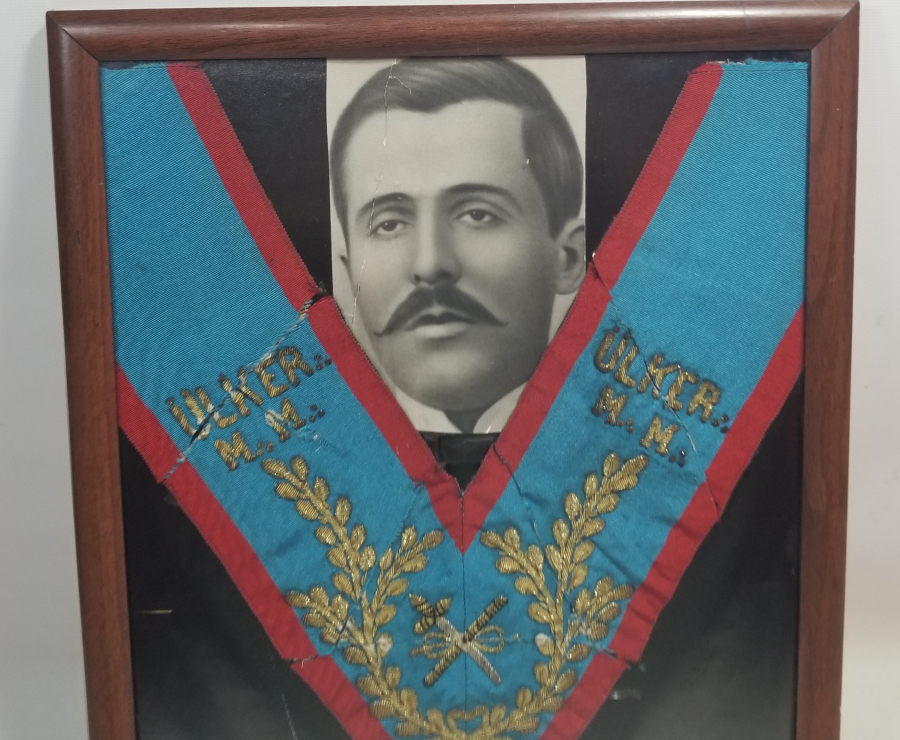 GÜMÜŞ SIRMA İŞÇİLİKLİ TAMAMI EL YAPIMI ANTİKA MASONİK BOYUN BAĞI