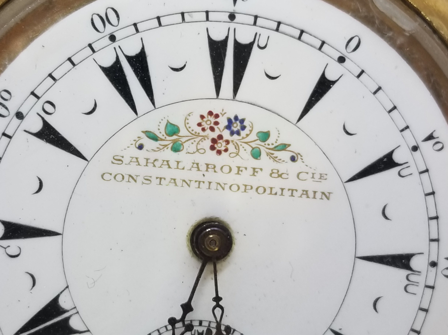 SAKALAROF CONSTANTINOPOLITAIN ÇALIŞIR DURUMDA OSMANLI DÖNEMİ ALTIN KAPLAMA AVCI KASA CEP SAATİ