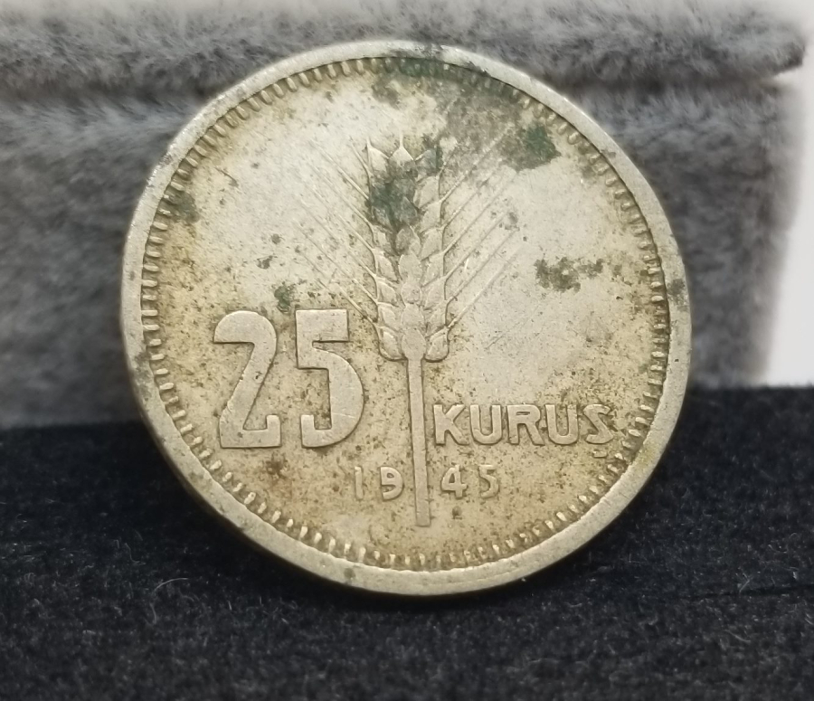 TÜRKİYE CUMHURİYETİ 1945 YILI KOLEKSİYONLUK GÜMÜŞ 25 KURUŞ