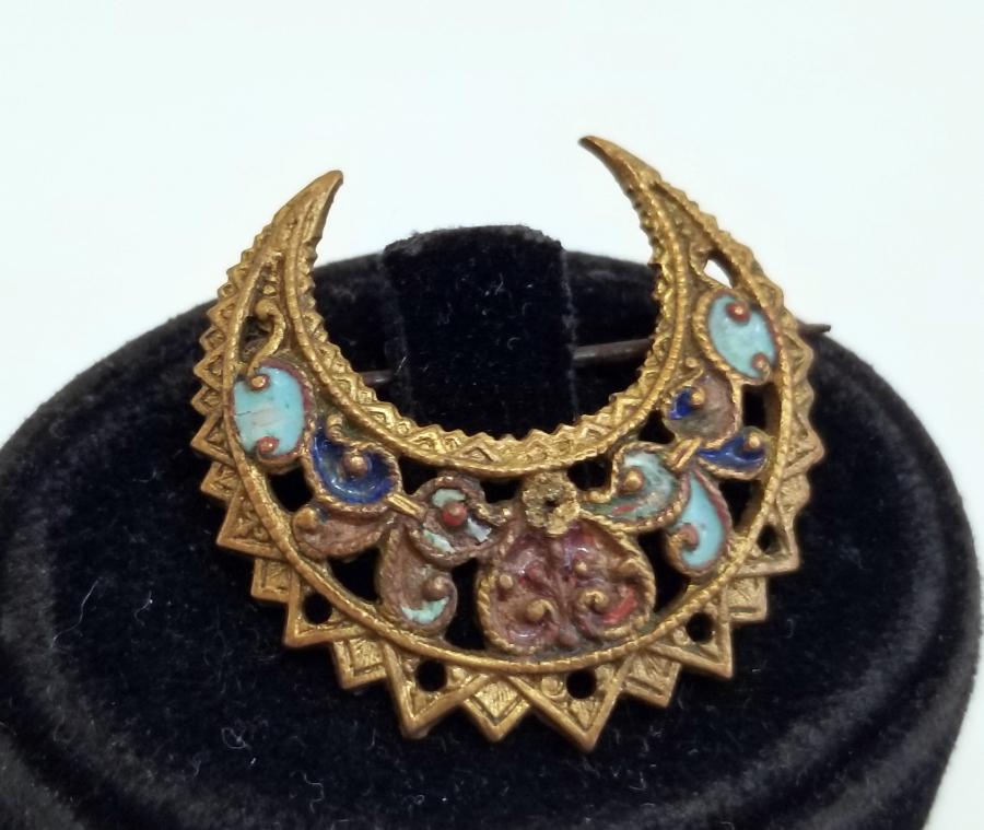 HİLAL FORMLU OSMANLI DÖNEMİ MİNELİ BROŞ