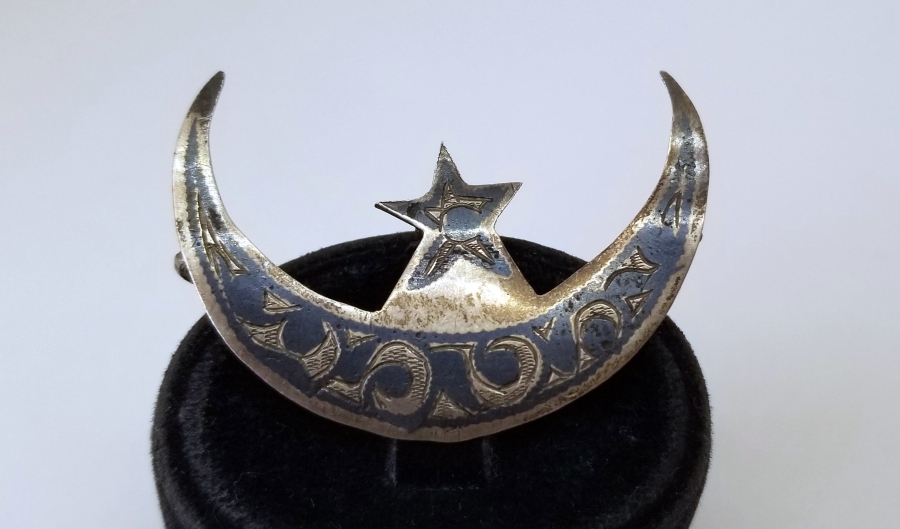 OSMANLI DÖNEMİ AY YILDIZ FİGÜRLÜ NADİR RUS BROŞ