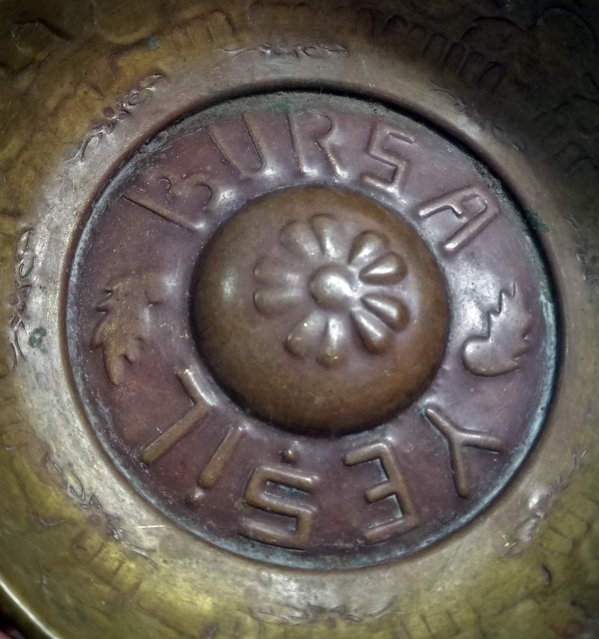 YEŞİL BURSA HATIRASI KABARTMA İŞÇİLİKLİ ANTİKA HAMAM TASI