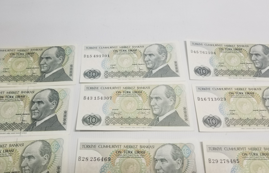 6. EMİSYON KOLEKSİYONLUK 10 LİRA KAĞIT PARA LOTU