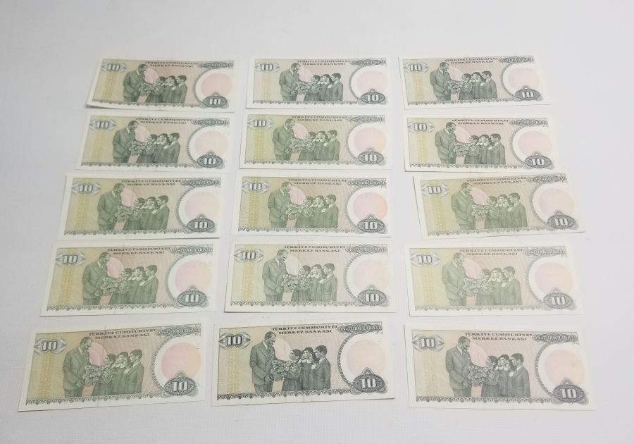 6. EMİSYON KOLEKSİYONLUK 10 LİRA KAĞIT PARA LOTU