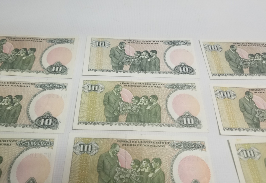 6. EMİSYON KOLEKSİYONLUK 10 LİRA KAĞIT PARA LOTU