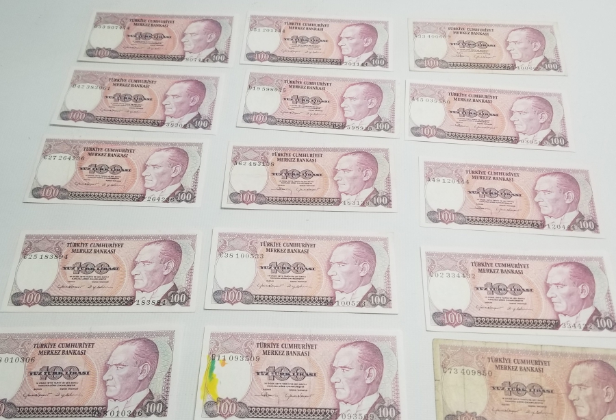 6. EMİSYON KOLEKSİYONLUK 100 LİRA KAĞIT PARA LOTU