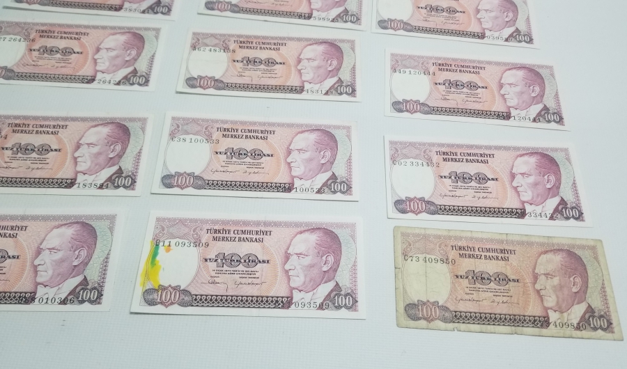 6. EMİSYON KOLEKSİYONLUK 100 LİRA KAĞIT PARA LOTU