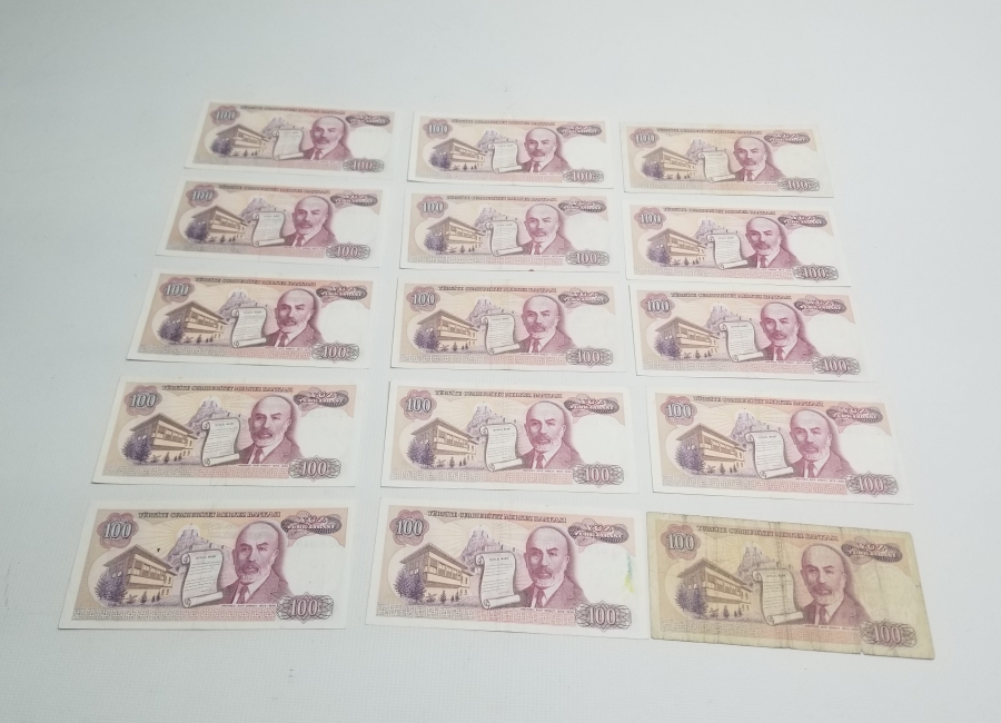 6. EMİSYON KOLEKSİYONLUK 100 LİRA KAĞIT PARA LOTU