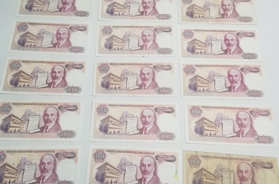 6. EMİSYON KOLEKSİYONLUK 100 LİRA KAĞIT PARA LOTU
