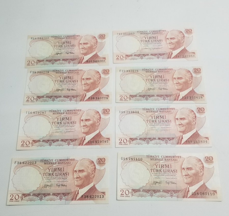 6. EMİSYON KOLEKSİYONLUK 20 LİRA KAĞIT PARA LOTU
