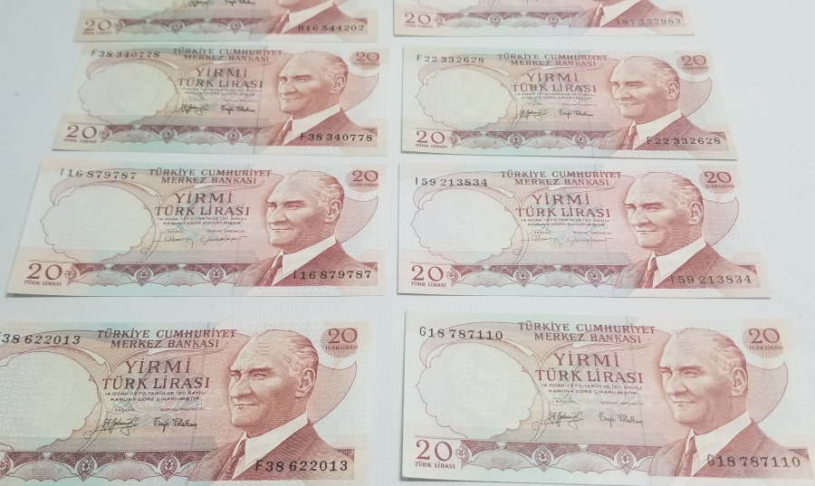 6. EMİSYON KOLEKSİYONLUK 20 LİRA KAĞIT PARA LOTU