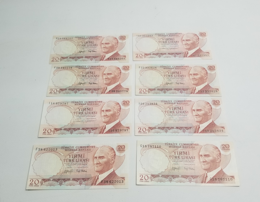 6. EMİSYON KOLEKSİYONLUK 20 LİRA KAĞIT PARA LOTU