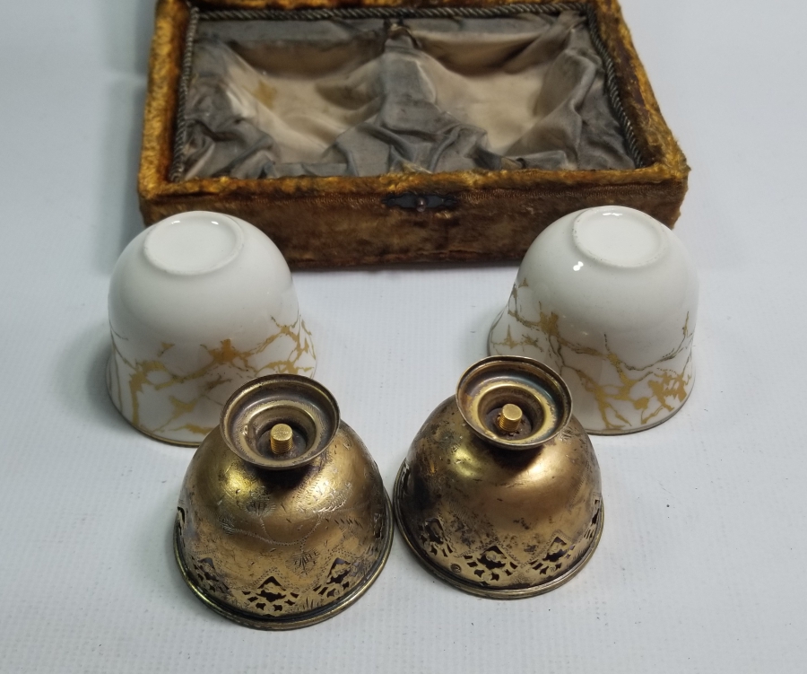 ORİJİNAL KUTUSUNDA OSMANLI DÖNEMİ TUĞRALI GÜMÜŞ ÇİFT FİNCAN ZARFI