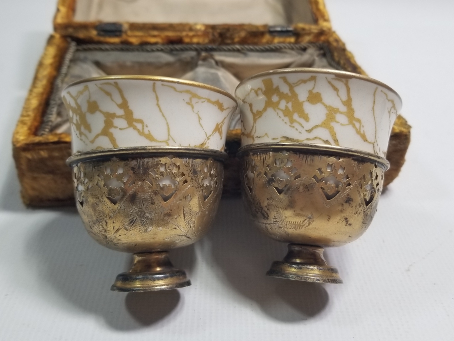 ORİJİNAL KUTUSUNDA OSMANLI DÖNEMİ TUĞRALI GÜMÜŞ ÇİFT FİNCAN ZARFI