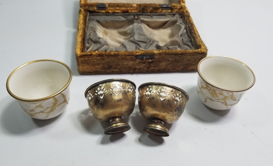 ORİJİNAL KUTUSUNDA OSMANLI DÖNEMİ TUĞRALI GÜMÜŞ ÇİFT FİNCAN ZARFI