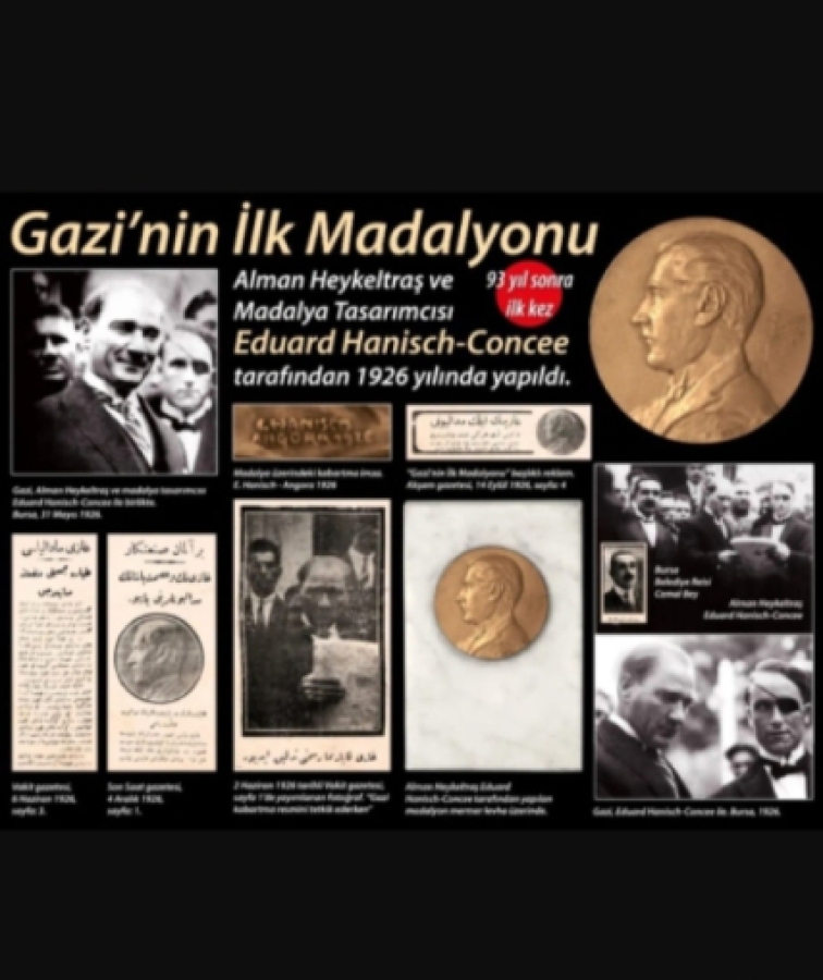 OSMANLICA GAZİ MUSTAFA KEMAL İMZALI BÜYÜK BOY ATATÜRK MADALYON