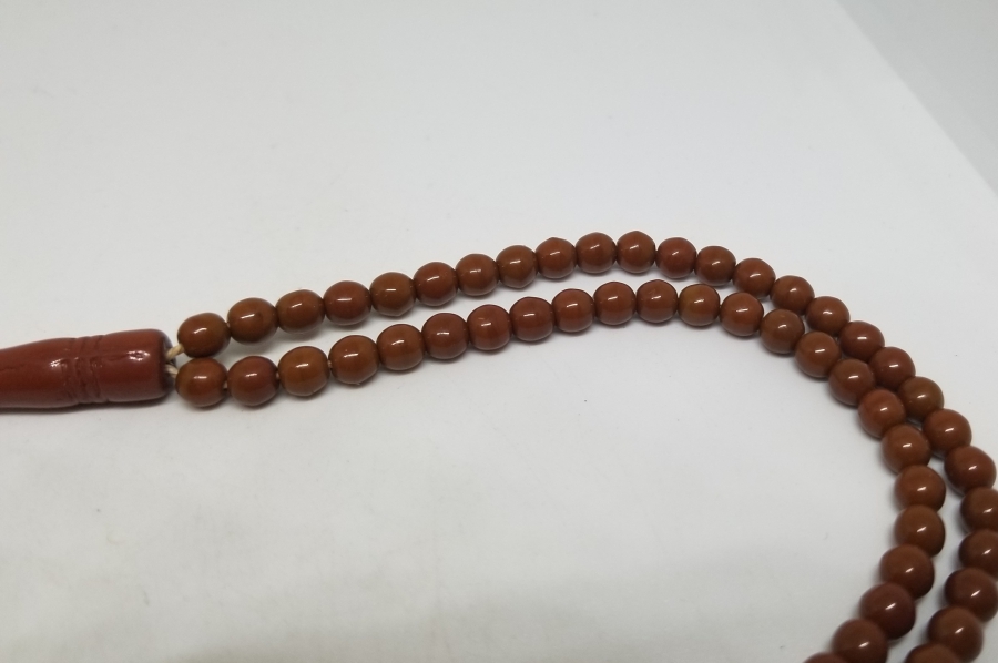ORİJİNAL PÜSKÜLÜYLE MERCANİ RENKTE BEYKOZ NAMAZ TESPİHİ