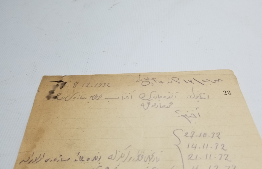 1932 YILINA AİT OSMANLICA YAZILI EFEMERA