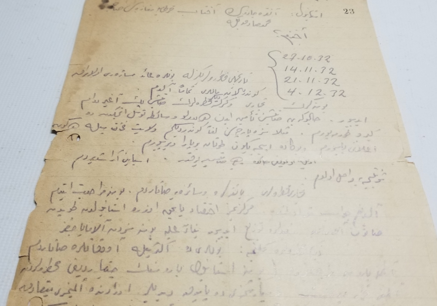 1932 YILINA AİT OSMANLICA YAZILI EFEMERA