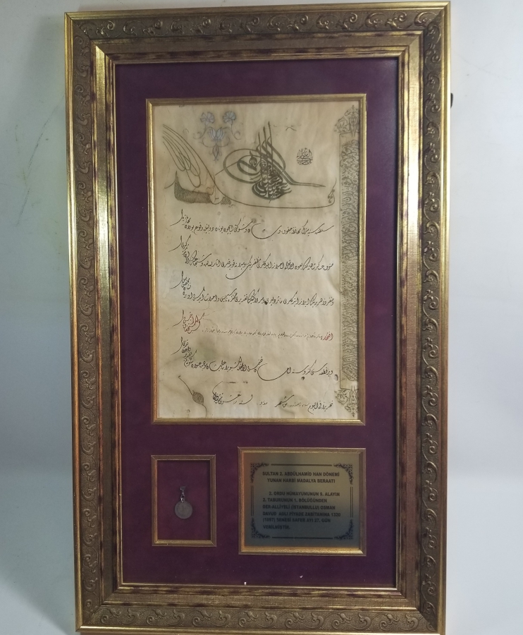GÜMÜŞ YUNAN HARBİ MADALYASI VE BERATI