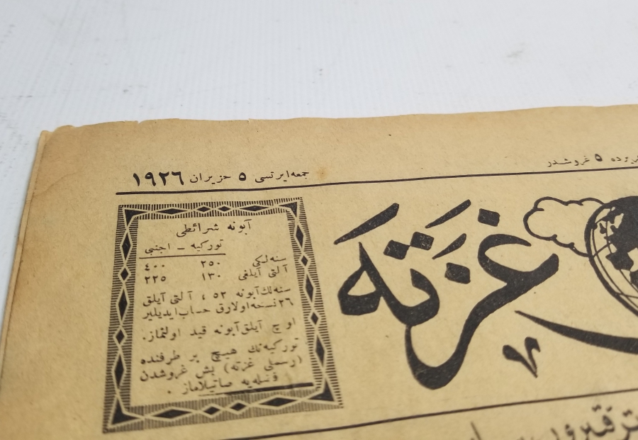 1926 TARİHLİ OSMANLICA YAZILI RESİMLİ GAZETE