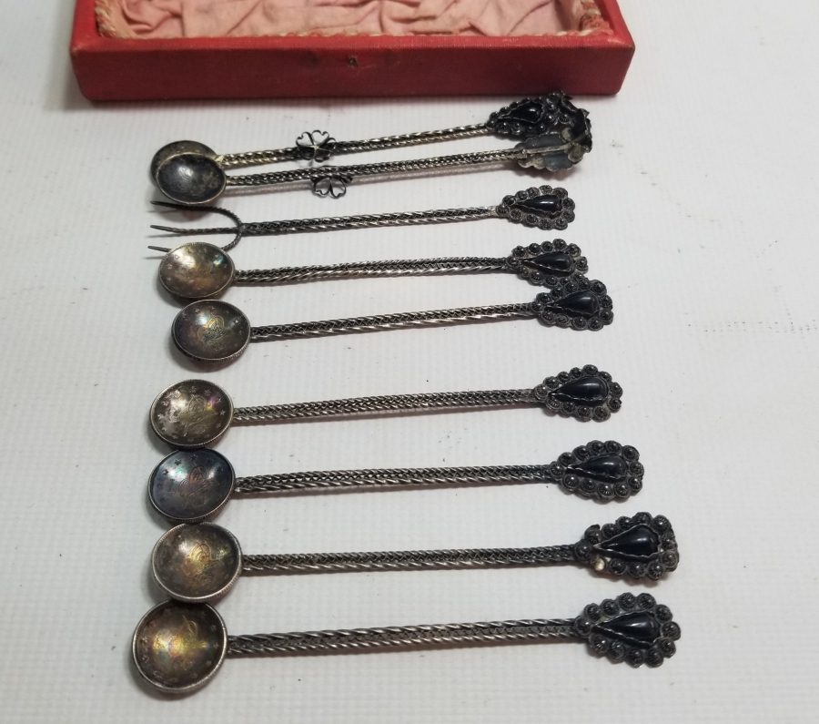 ORİJİNAL KUTUSUNDA OLTU TAŞLI GÜMÜŞ ÇAY SETİ