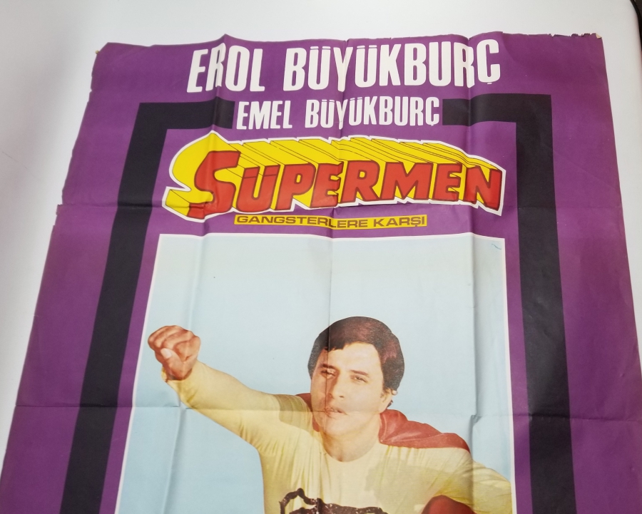 EROL BÜYÜKBURÇ'UN OYNADIĞI YAYINLANMAMIŞ FİLME AİT NADİR SÜPERMEN FİLM AFİŞİ