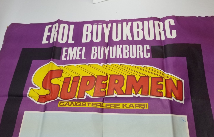 EROL BÜYÜKBURÇ'UN OYNADIĞI YAYINLANMAMIŞ FİLME AİT NADİR SÜPERMEN FİLM AFİŞİ