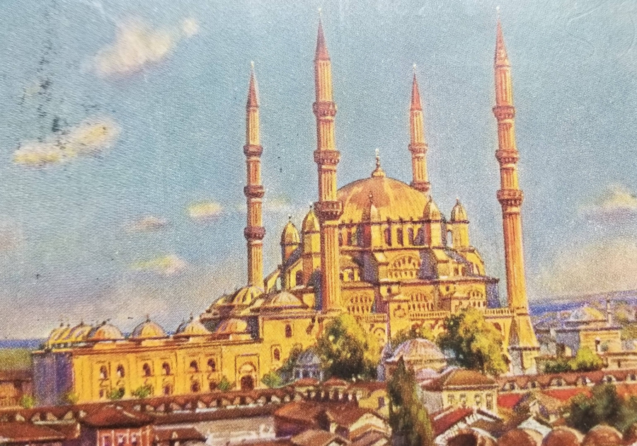 OSMANLI DÖNEMİ POSTADAN GEÇMİŞ AYASOFYA CAMİİ VE ENVER PAŞA GÖRSELLİ KARTPOSTAL