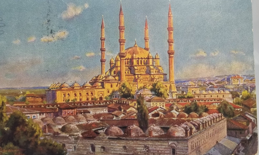 OSMANLI DÖNEMİ POSTADAN GEÇMİŞ AYASOFYA CAMİİ VE ENVER PAŞA GÖRSELLİ KARTPOSTAL