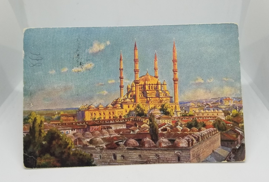 OSMANLI DÖNEMİ POSTADAN GEÇMİŞ AYASOFYA CAMİİ VE ENVER PAŞA GÖRSELLİ KARTPOSTAL