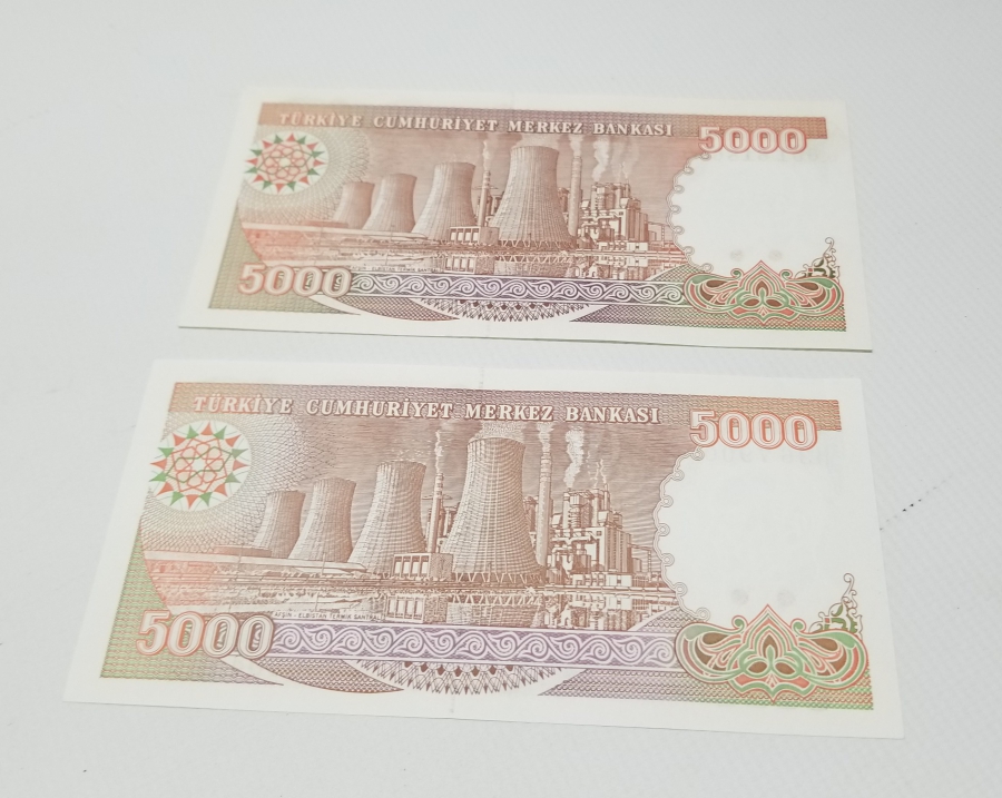 ÇOK YÜKSEK KONDİSYONDA 2 ADET 7. EMİSYON 4. TERTİP - 5000 TÜRK LİRASI-