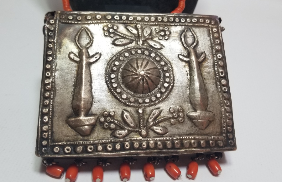 OSMANLI DÖNEMİ MERCANLI GÜMÜŞ ENAM-I ŞERİF KABI