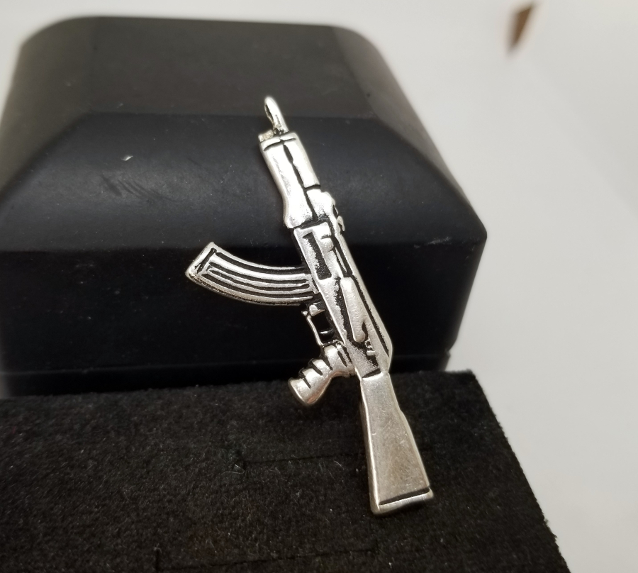 AK-47 FORMLU GÜMÜŞ KOLYE UCU
