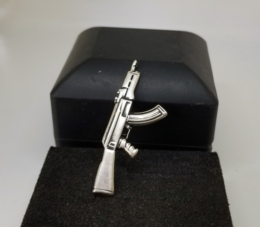 AK-47 FORMLU GÜMÜŞ KOLYE UCU