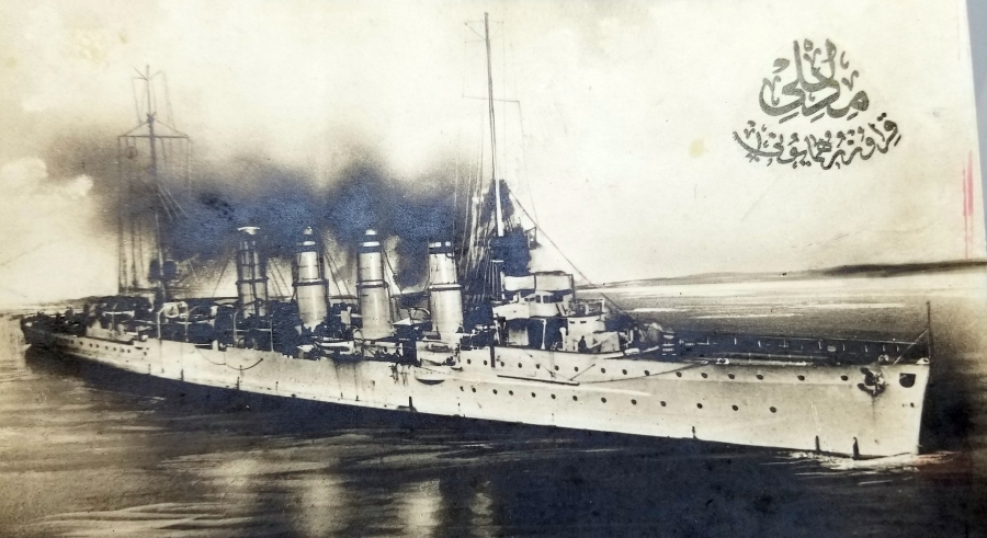 1. DÜNYA SAVAŞI DÖNEMİ MİDİLLİ KRUVAZÖRÜ GÖRSELLİ NADİR KARTPOSTAL