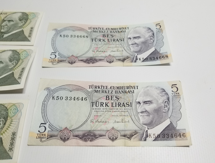 YÜKSEK KONDİSYONDA KOLEKSİYONLUK 6. EMİSYON 5 LİRA VE 7. EMİSYON 10 LİRA LOTU
