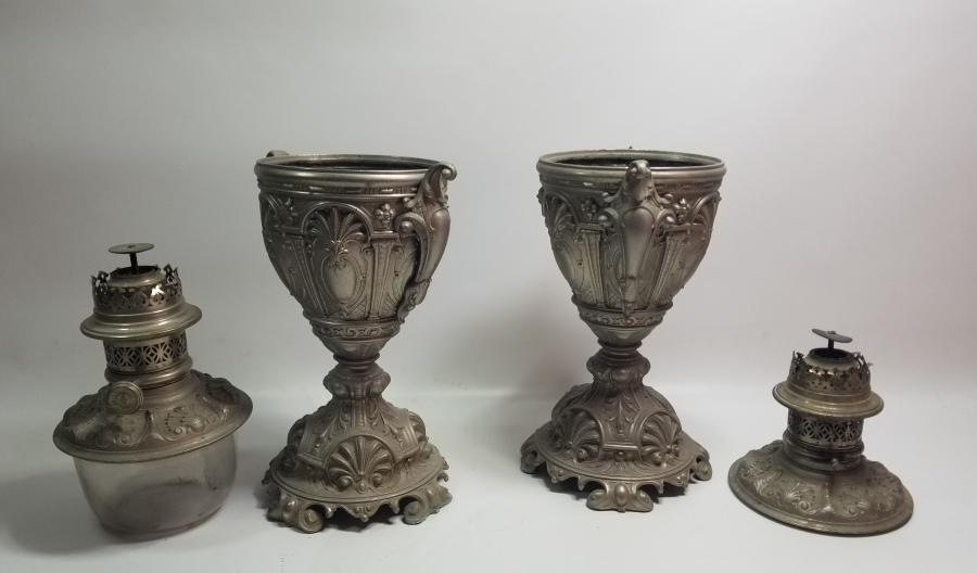 OSMANLI DÖNEMİ KABARTMA İŞÇİLİKLİ ÇİFT GAZ LAMBASI