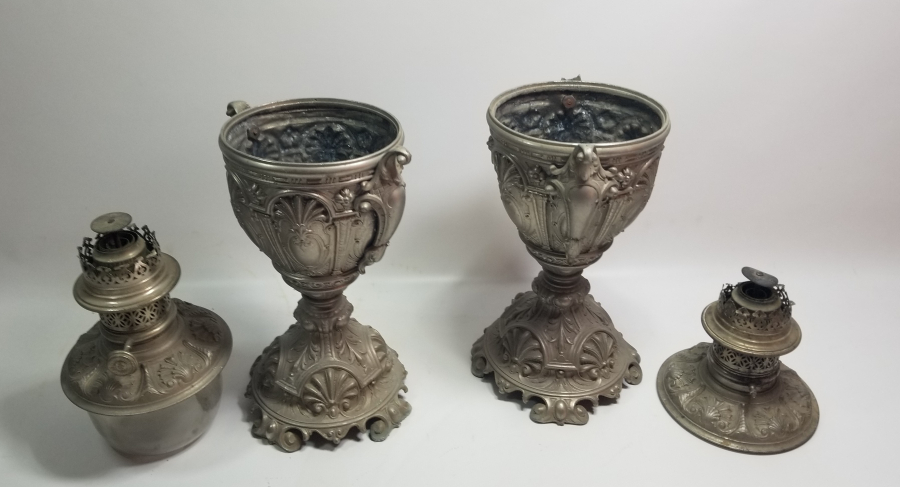 OSMANLI DÖNEMİ KABARTMA İŞÇİLİKLİ ÇİFT GAZ LAMBASI