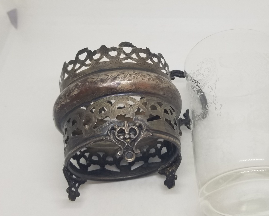 OSMANLI DÖNEMİ TUĞRALI GÜMÜŞ ISTAKA VE BARDAĞI