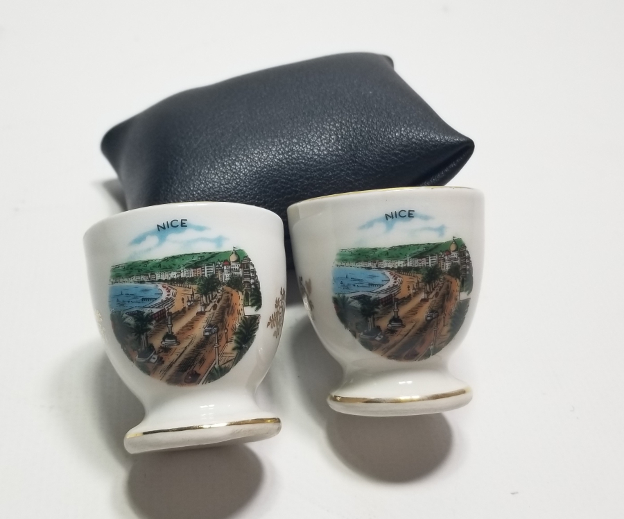 ÜZERİ ALTIN VARAKLI ANTİKA PORSELEN LIMOGES ÇİFT YUMURTALIK