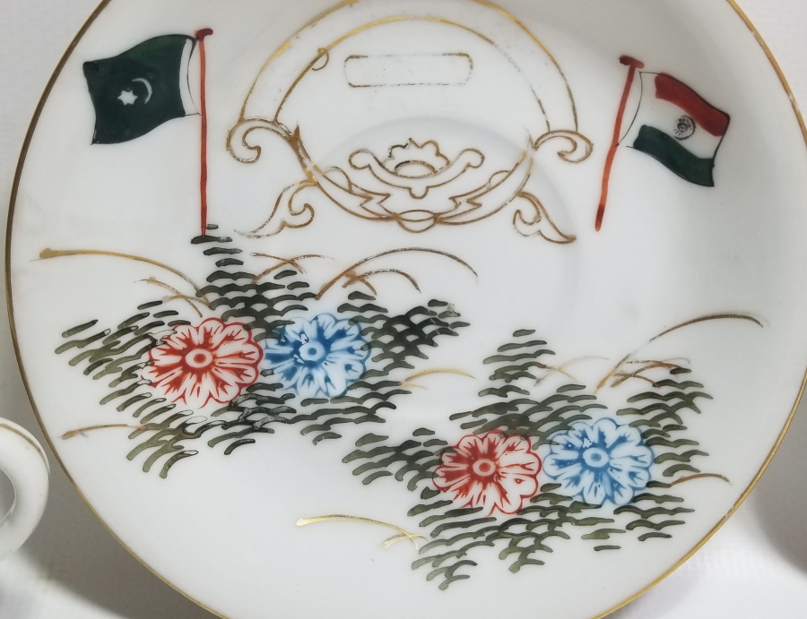 1947 YILI ÇOK NADİR TÜRKİYE'NİN HİNDİSTAN'I TANIMASI ANISINA YAPILMIŞ DOSTLUK SEMBOLÜ NADİR ÇİFTLİ KAHVE FİNCANI TAKIMI